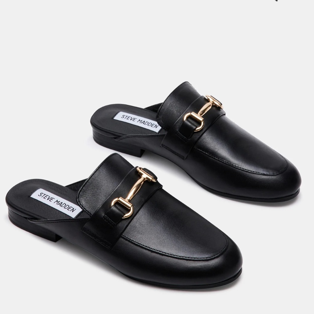 Steve Madden Women’s Kandi Black Leather Slip-On Mule Size 11